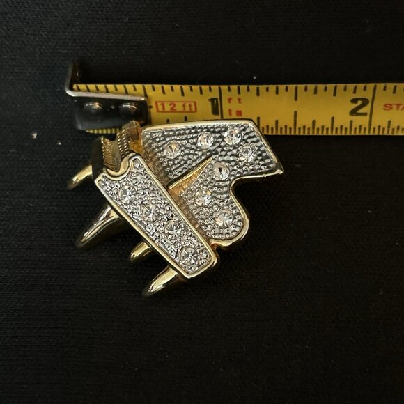 Unsigned Baby Grand Piano Brooch Pin Two Tone Gold Silver Rhinestones - Picture 5 of 5
